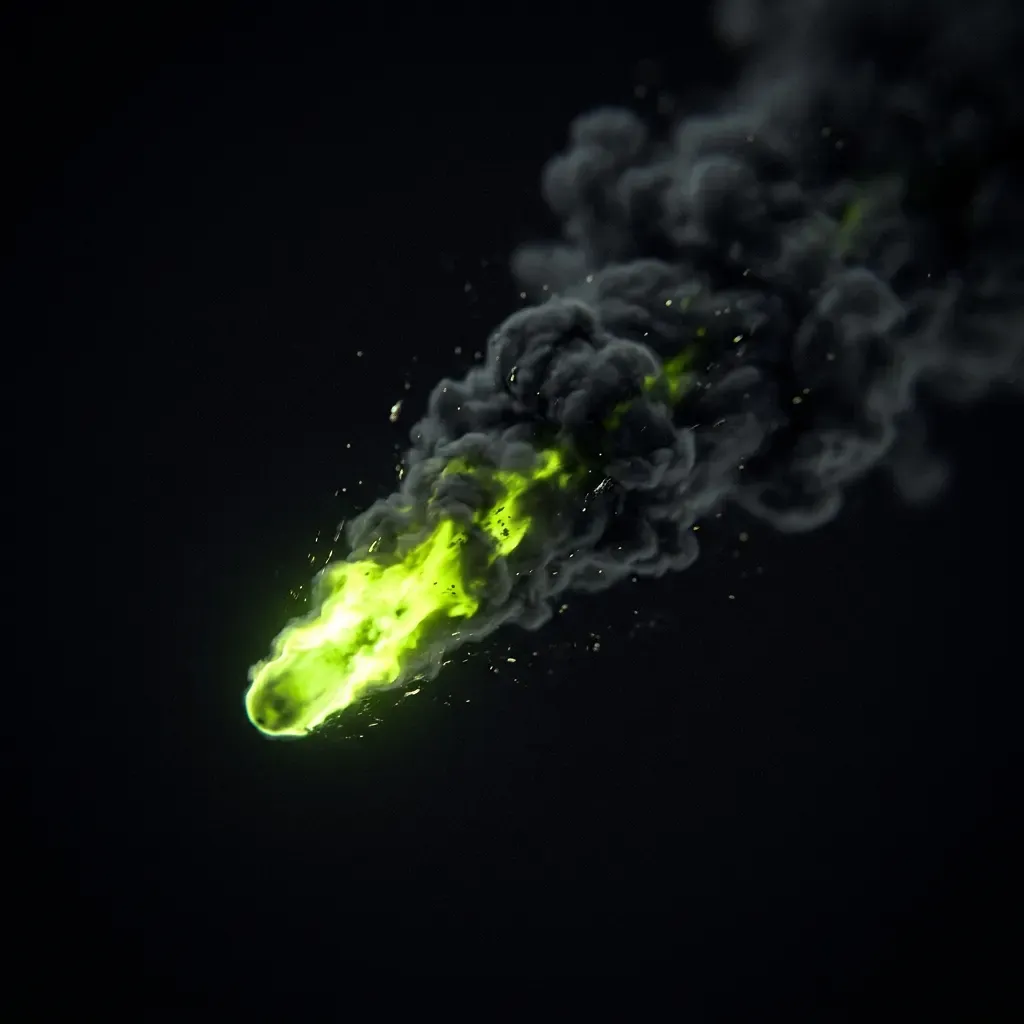 A lime trail in the dark: a crash game round climbing upward